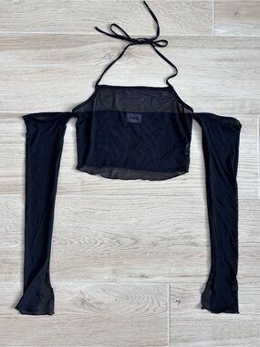 Boyed. Mesh Cropped Black Halter Crop Top Off The Shoulder Women’s Size Medium
